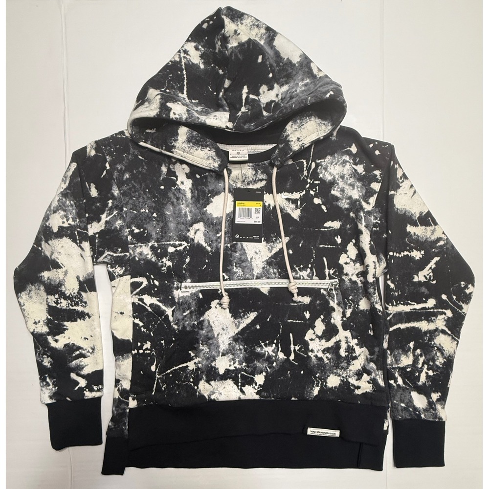 NWT Nike Standard Issue Dri-Fit Hoodie Small Black White Splatter Fly 0212 A1